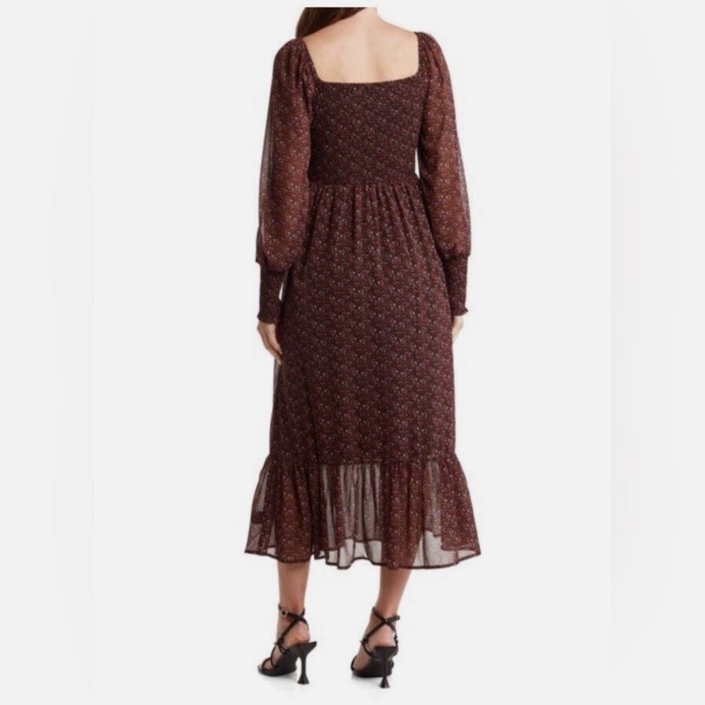 Betsey Johnson Martine Black Ditsy Floral Long Sleeve MIDI Dress XL - Like New - Picture 2 of 7